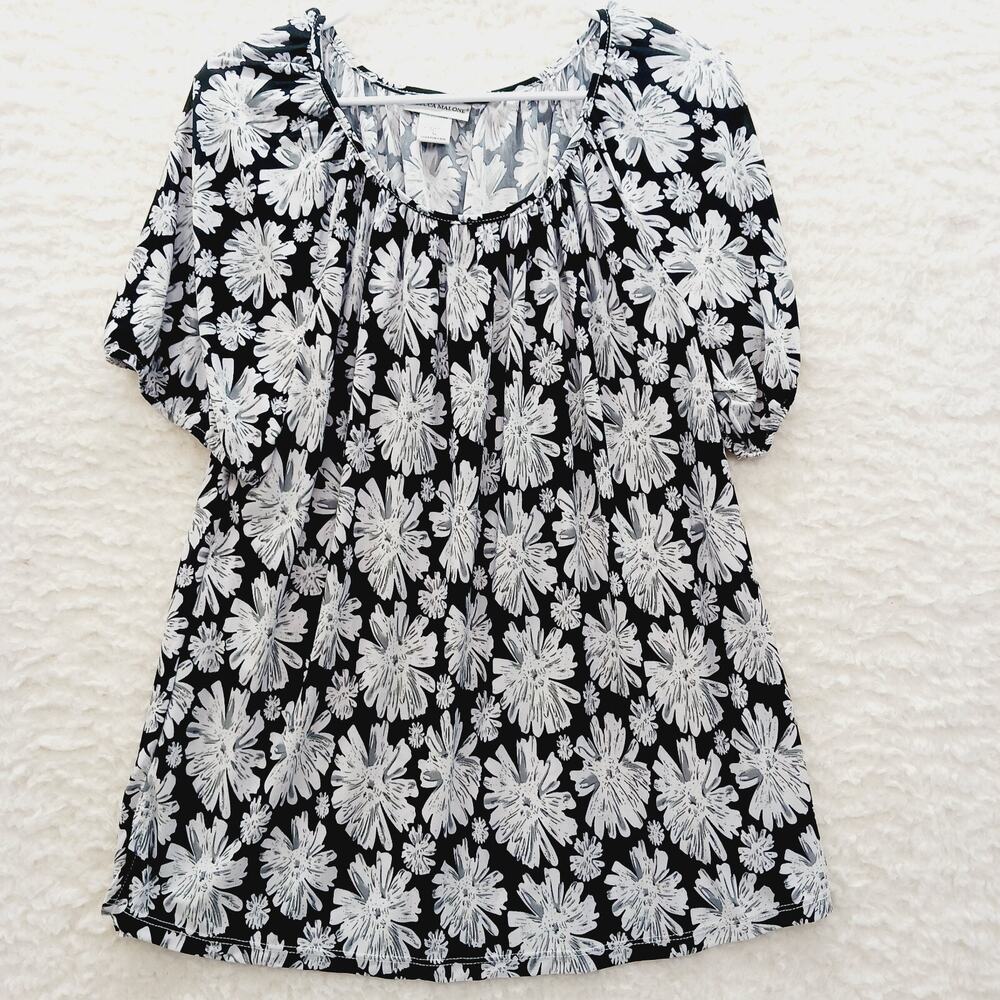 Blouse Black White Daisy Bloomcore Cottagecore Soft Goth Fairy Vacation Size XL